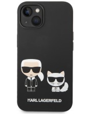 Калъф Karl Lagerfeld - Karl and Choupette, iPhone 14 Plus, черен